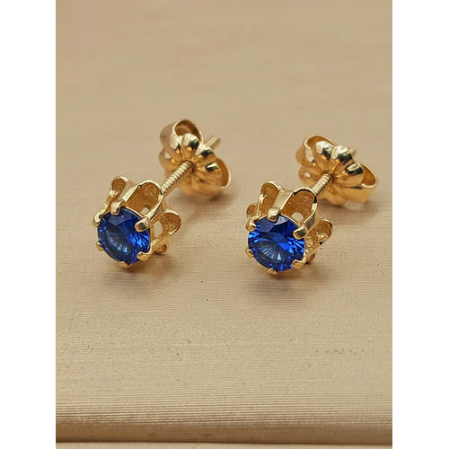 Aros chaton italiano zafiro 7 mm 1.3 grs Oro 18k