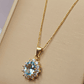 Cadena grumete 50 cm y colgante reina aguamarina circones 2.2 cm 5 grs Oro 18k - Miniatura 1