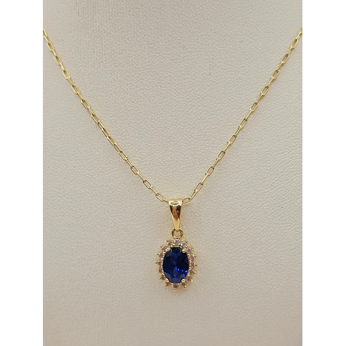 Cadena limada 50 cm y colgante lady zafiro 1.7 cm 3 grs Oro 18k