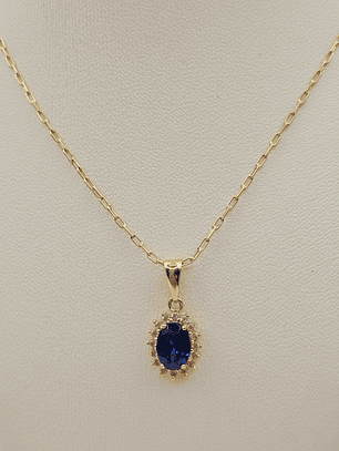 Cadena limada 50 cm y colgante lady zafiro 1.7 cm 3 grs Oro 18k
