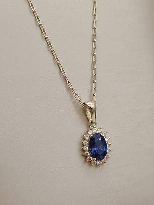 Cadena limada 50 cm y colgante lady zafiro 1.7 cm 3 grs Oro 18k