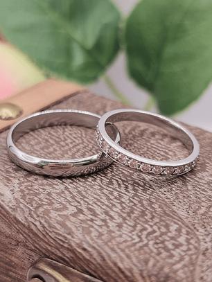 Argollas de matrimonio con circones 3 mm 6 grs Oro blanco 18k