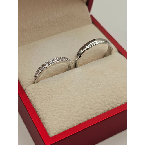 Argollas de matrimonio con circones 3 mm 6 grs Oro blanco 18k
