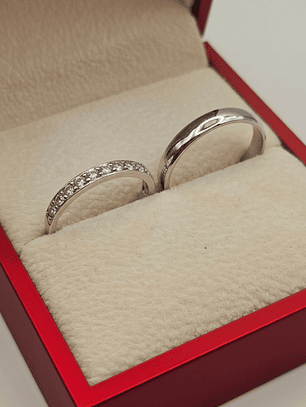 Argollas de matrimonio con circones 3 mm 6 grs Oro blanco 18k