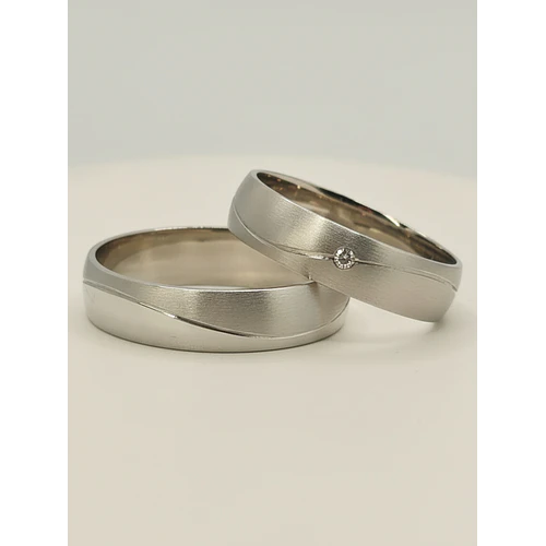 Argollas de matrimonio satinadas circon 5 mm 8 grs Oro blanco 18k