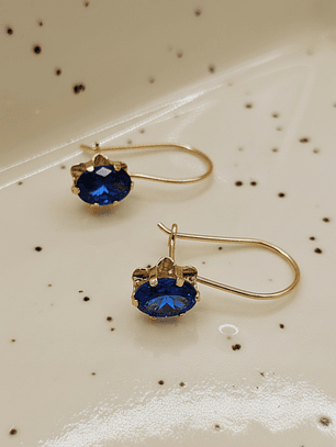 Aros chaton italiano con gancho y zafiro 20 mm 1.5 grs Oro 18k