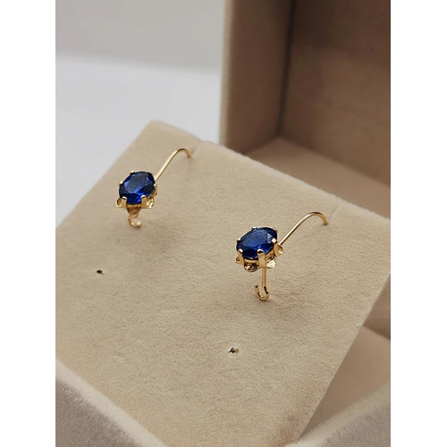 Aros chaton italiano con gancho y zafiro 20 mm 1.5 grs Oro 18k