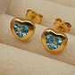 Aros corazón aguamarina 7.5 mm 1.5 grs Oro 18k - Miniatura 1