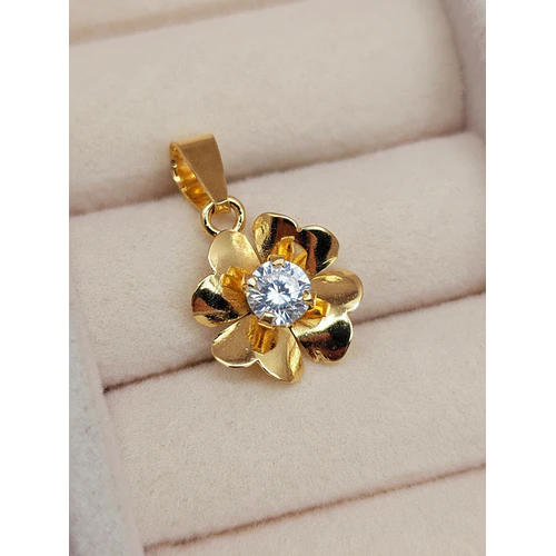 Colgante flor circon 1.2 cm 1.1 grs Oro 18k