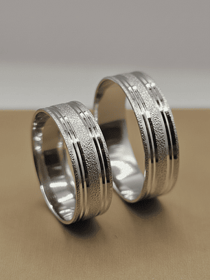 Argollas de matrimonio satinadas brillo 6 mm 8 grs Oro blanco 18k