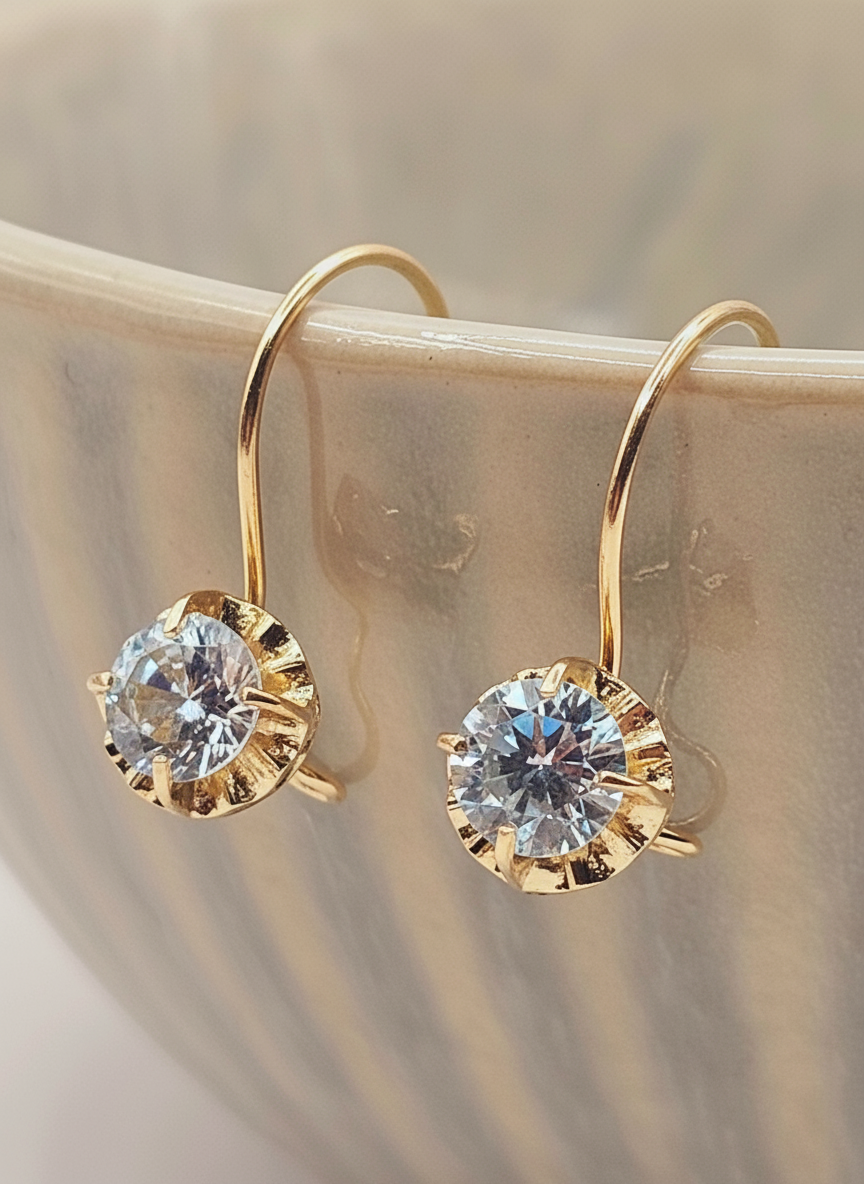 Aros chaton colgante aguamarina 2 cm 1.9 grs Oro 18k 3