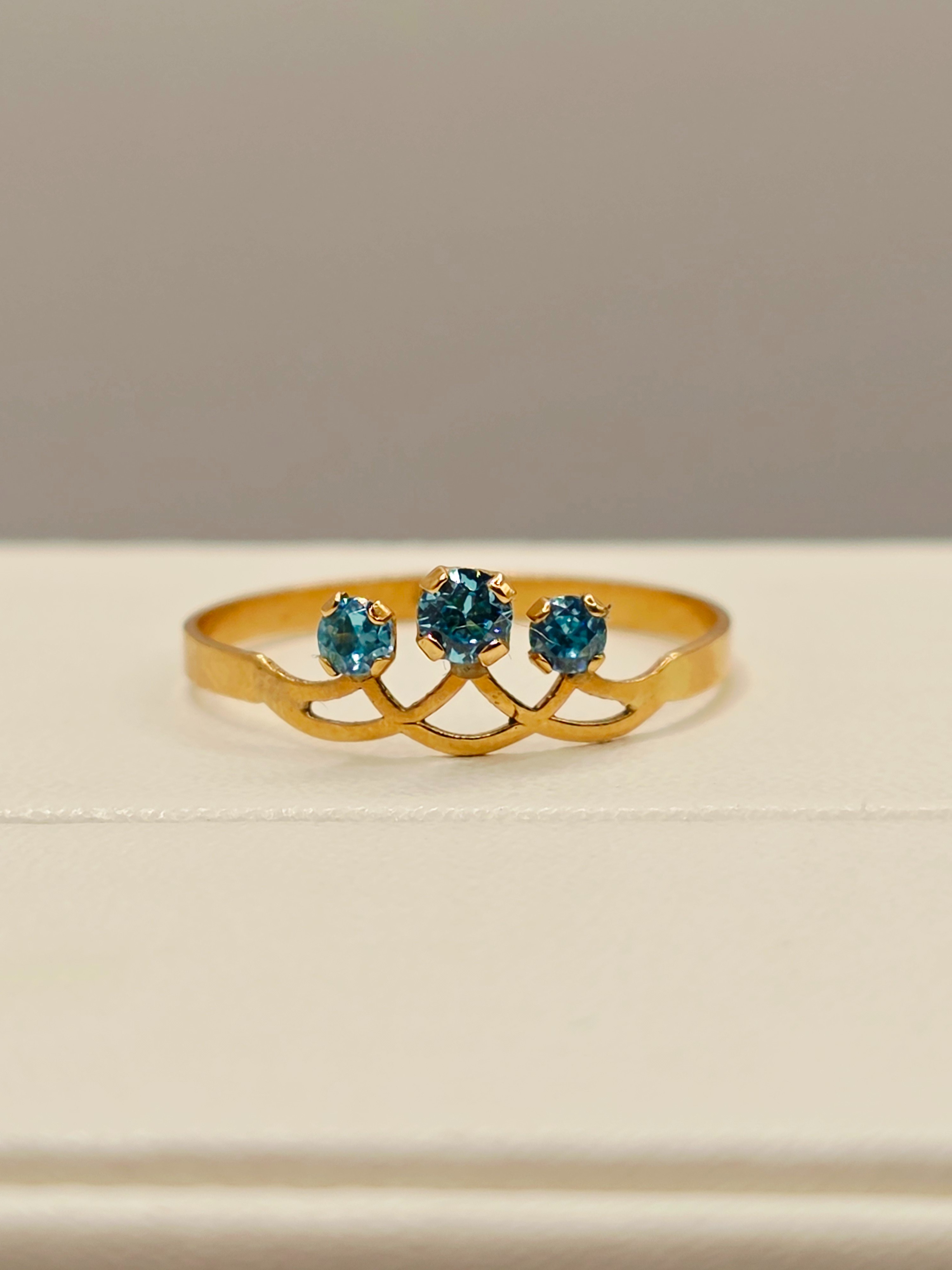 Anillo corona aguamarina 1 gr Oro 18k 1