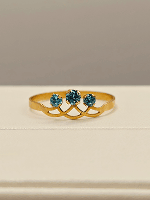 Anillo corona aguamarina 1 gr Oro 18k
