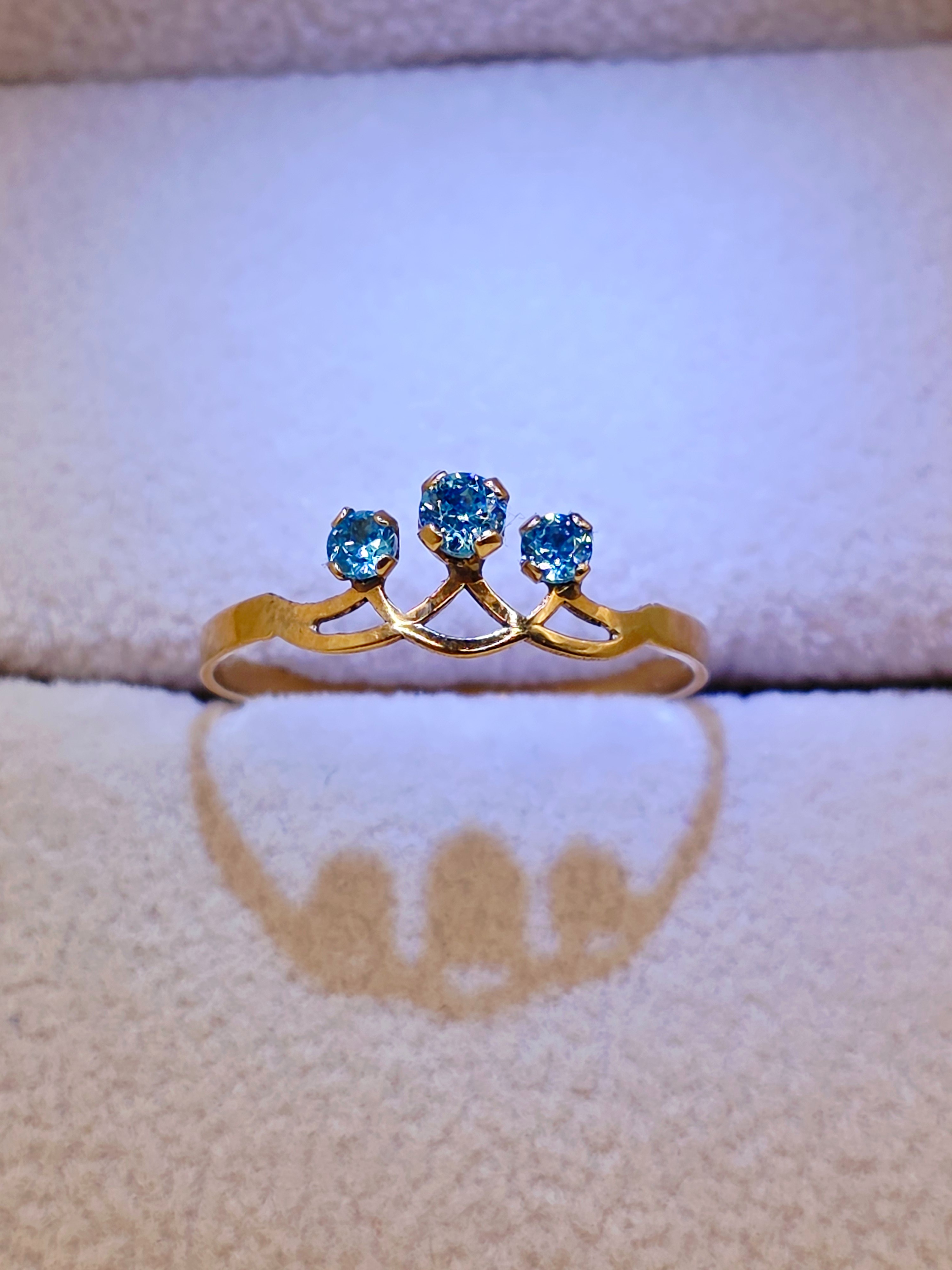 Anillo corona aguamarina 1 gr Oro 18k 5