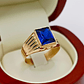 Anillo sello zafiro 4 grs Oro 18k - Miniatura 7