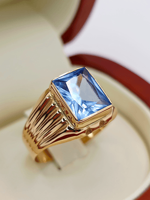 Anillo sello aguamarina 4 grs Oro 18k