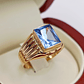 Anillo sello aguamarina 4 grs Oro 18k - Miniatura 4