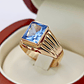 Anillo sello aguamarina 4 grs Oro 18k - Miniatura 5