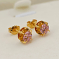 Aros chatón redondo rosa de Francia 7 mm 1.6 grs Oro 18k - Miniatura 4