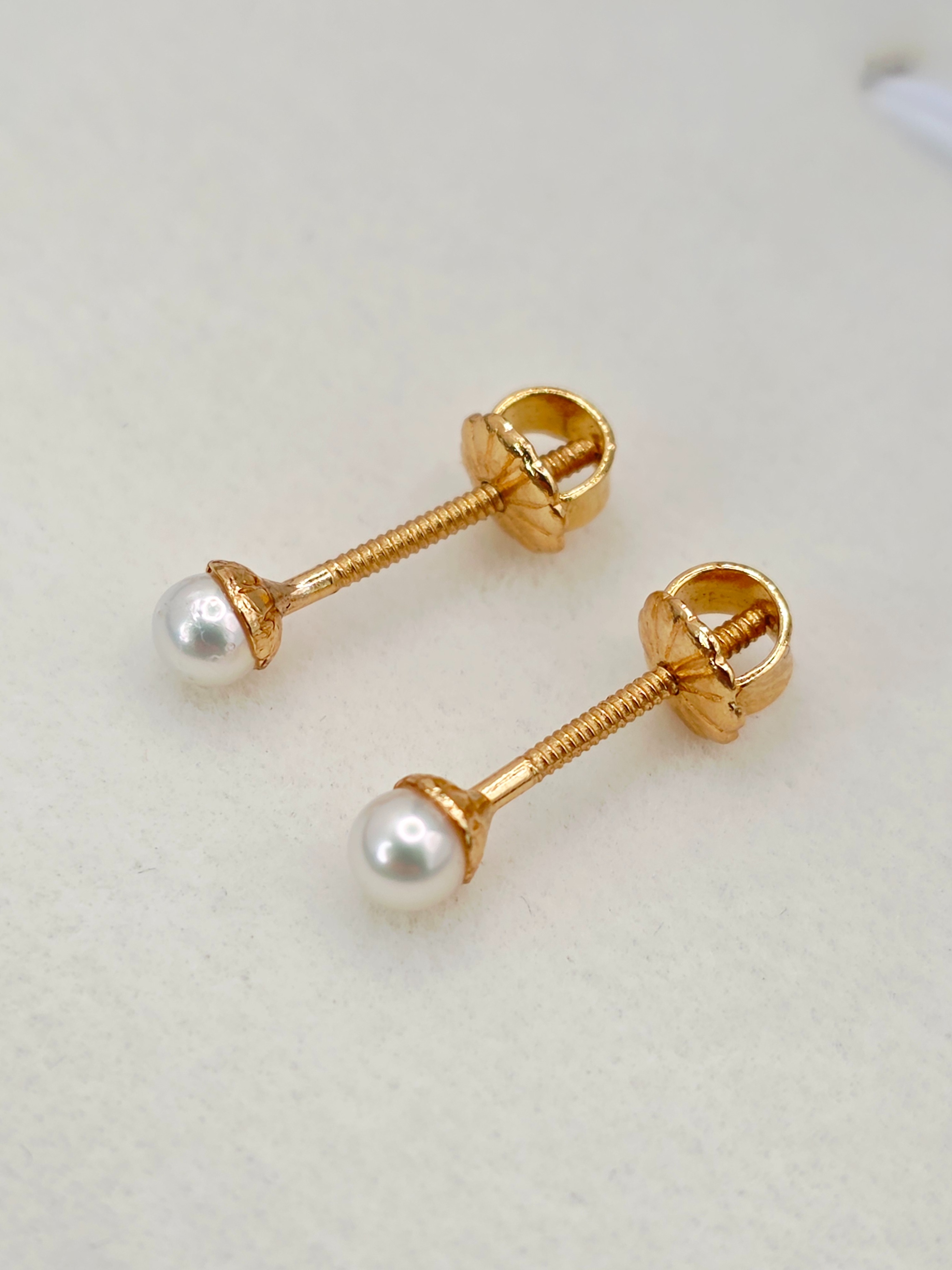 Aros perla cultivada 3 mm 0.8 grs Oro 18k 3