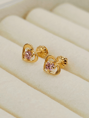 Aros corazón rosa de Francia 7 mm 1.1 grs Oro 18k