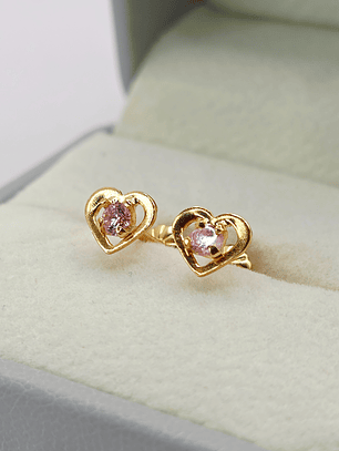 Aros corazón rosa de Francia 7 mm 1.1 grs Oro 18k