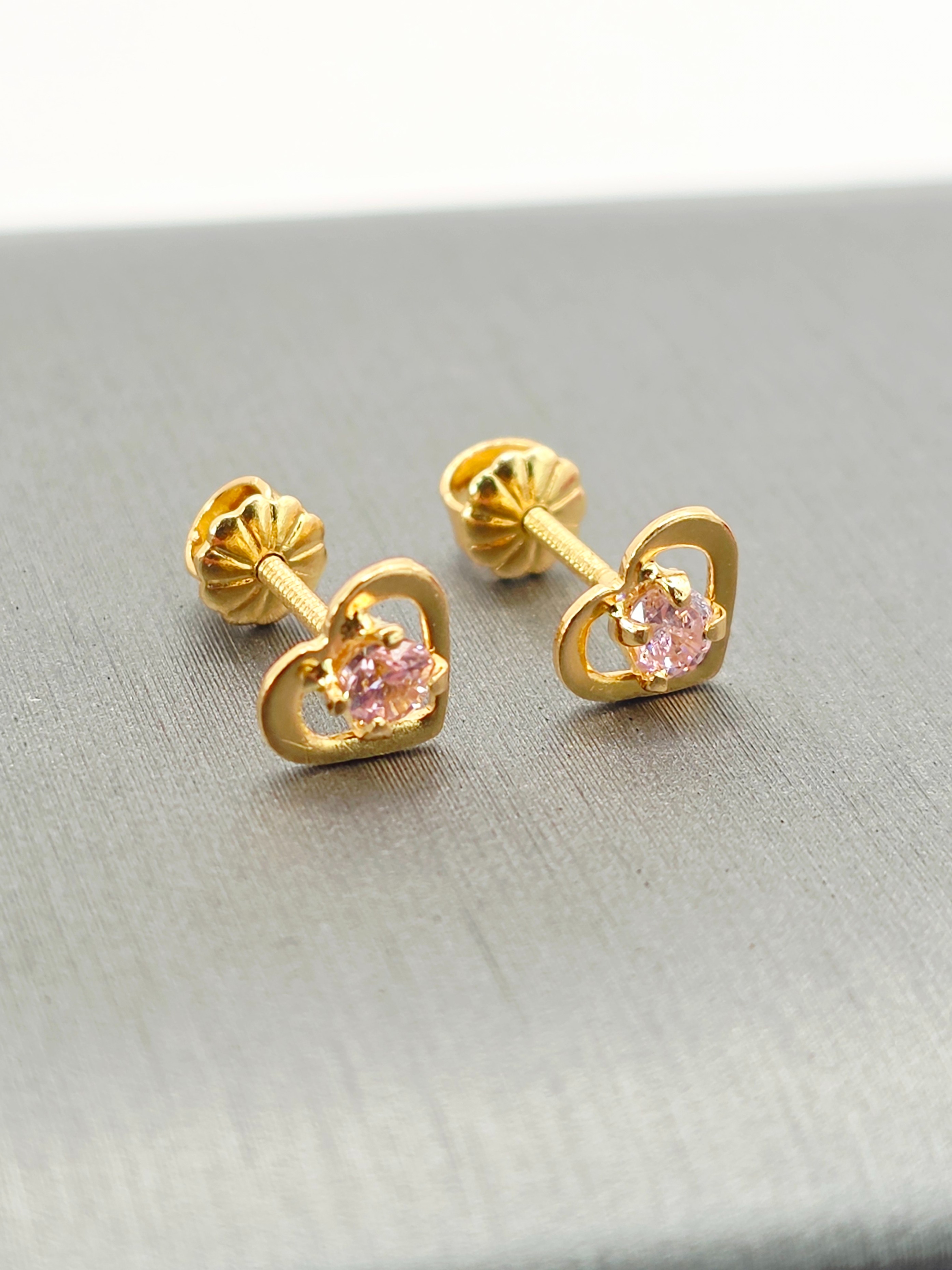 Aros corazón rosa de Francia 7 mm 1.1 grs Oro 18k 3