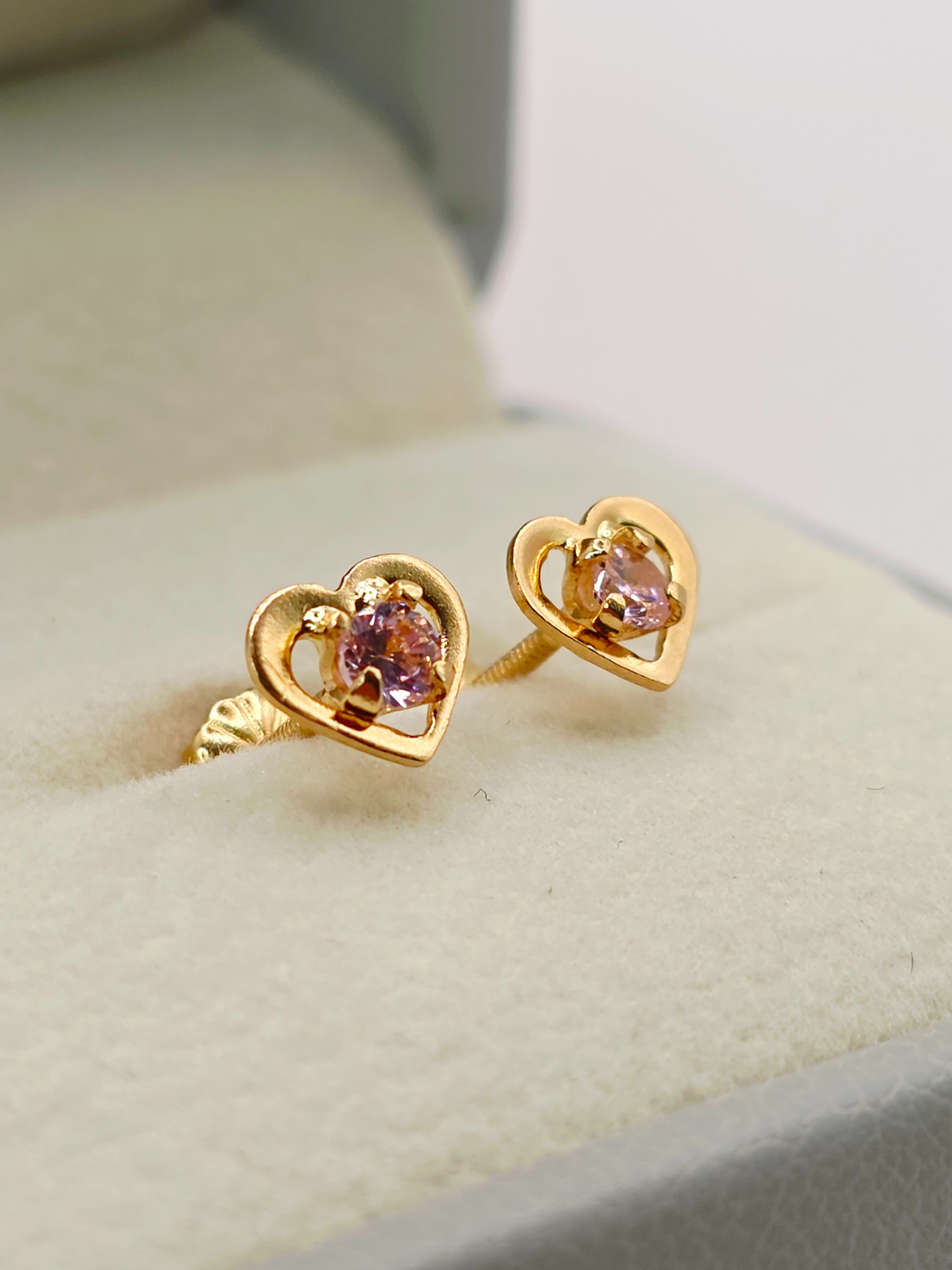 Aros corazón rosa de Francia 7 mm 1.1 grs Oro 18k 4