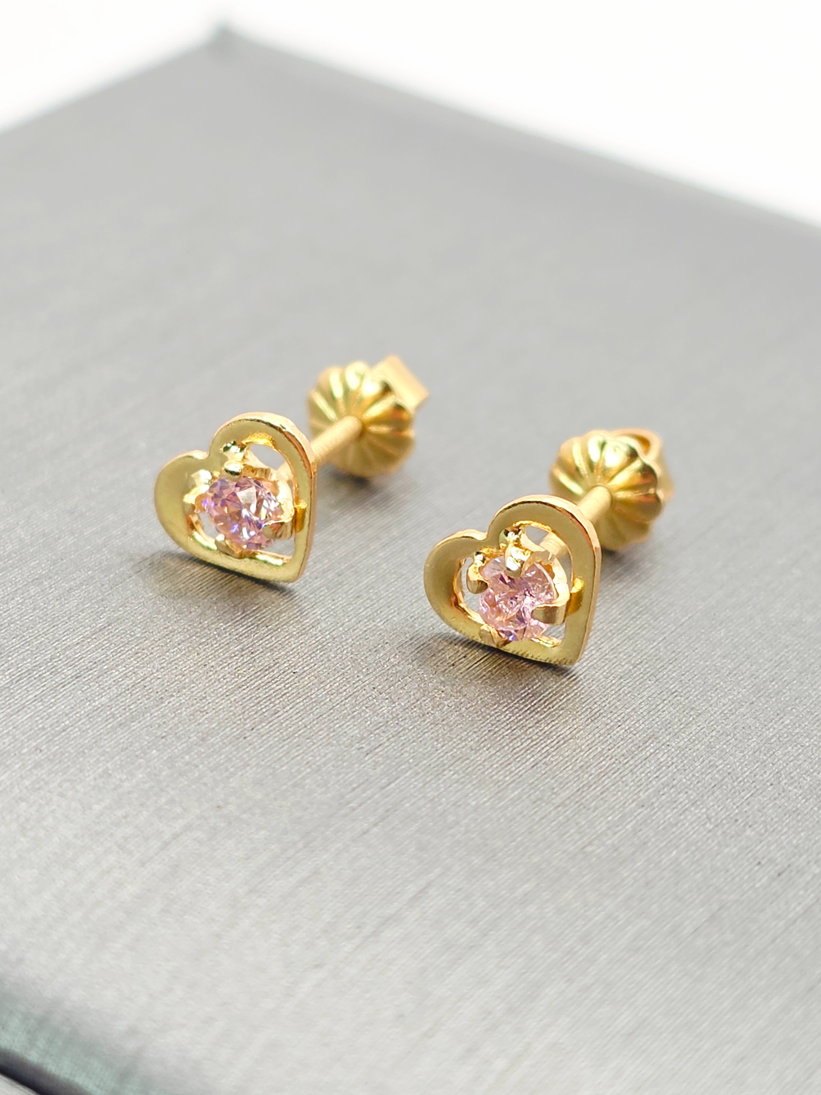 Aros corazón rosa de Francia 7 mm 1.1 grs Oro 18k 5