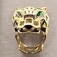 Anillo pantera esmeraldas y onix 28 grs Oro 18k - Miniatura 6