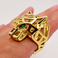 Anillo jaguar esmeraldas y onix 28 grs Oro 18k - Miniatura 8