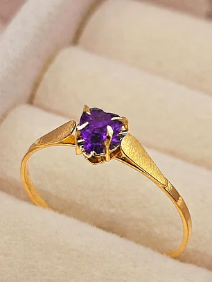 Anillo chatón corazón amatista 1.1 grs Oro 18k