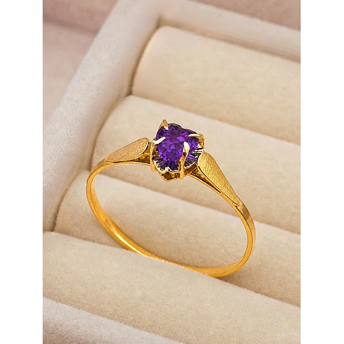 Anillo chatón corazón amatista 1.1 grs Oro 18k
