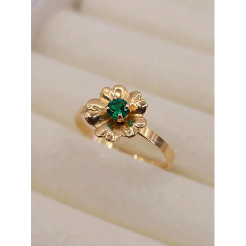 Anillo flor esmeralda 1.5 grs Oro 18k