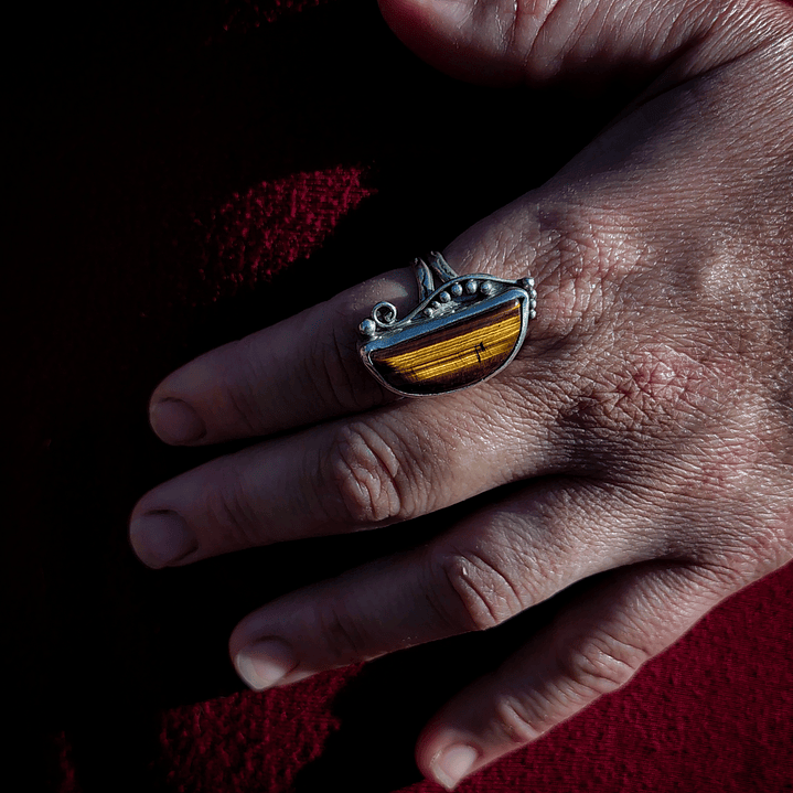 Anillo Ojo de Tigre- Plata 970 5