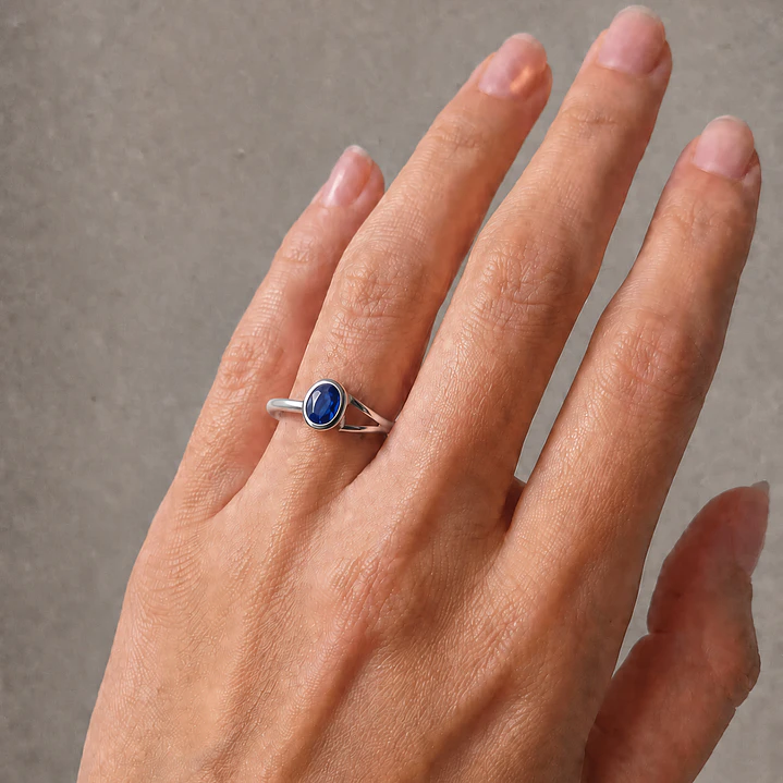 Anillo de Plata 950 con Zafiro Azul | Pieza Única 2