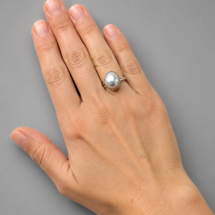 Anillo de Perla Negra en Plata 950 Ajustable | Hecho a Mano en Valparaíso 3