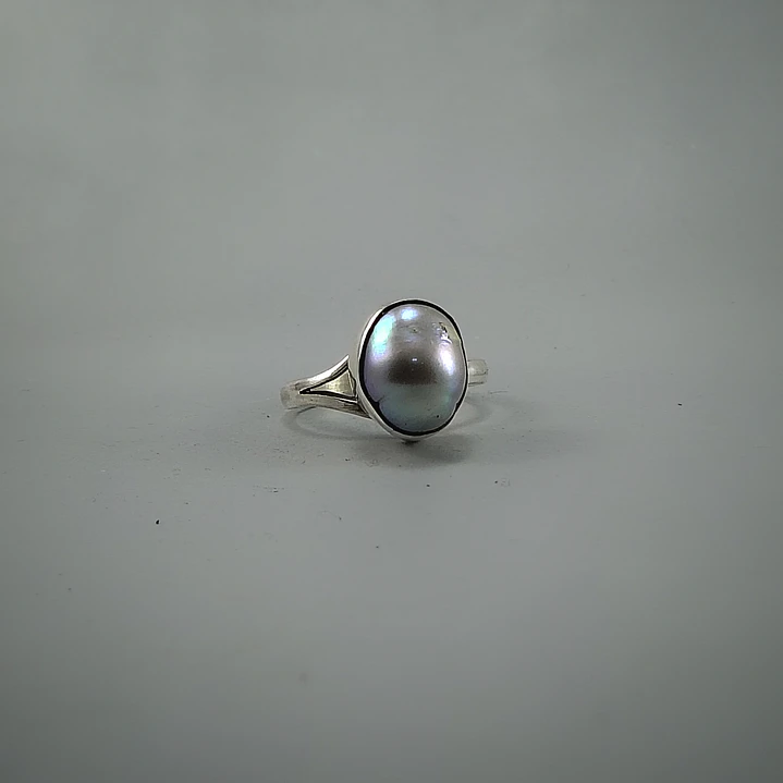 Anillo de Perla Negra en Plata 950 Ajustable | Hecho a Mano en Valparaíso 1