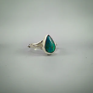 Anillo de Crisocola Chilena en Plata 950 Ajustable | Hecho a Mano en Valparaíso