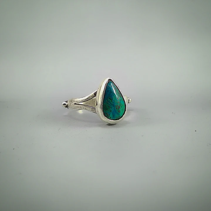Anillo de Crisocola Chilena en Plata 950 Ajustable | Hecho a Mano en Valparaíso 1