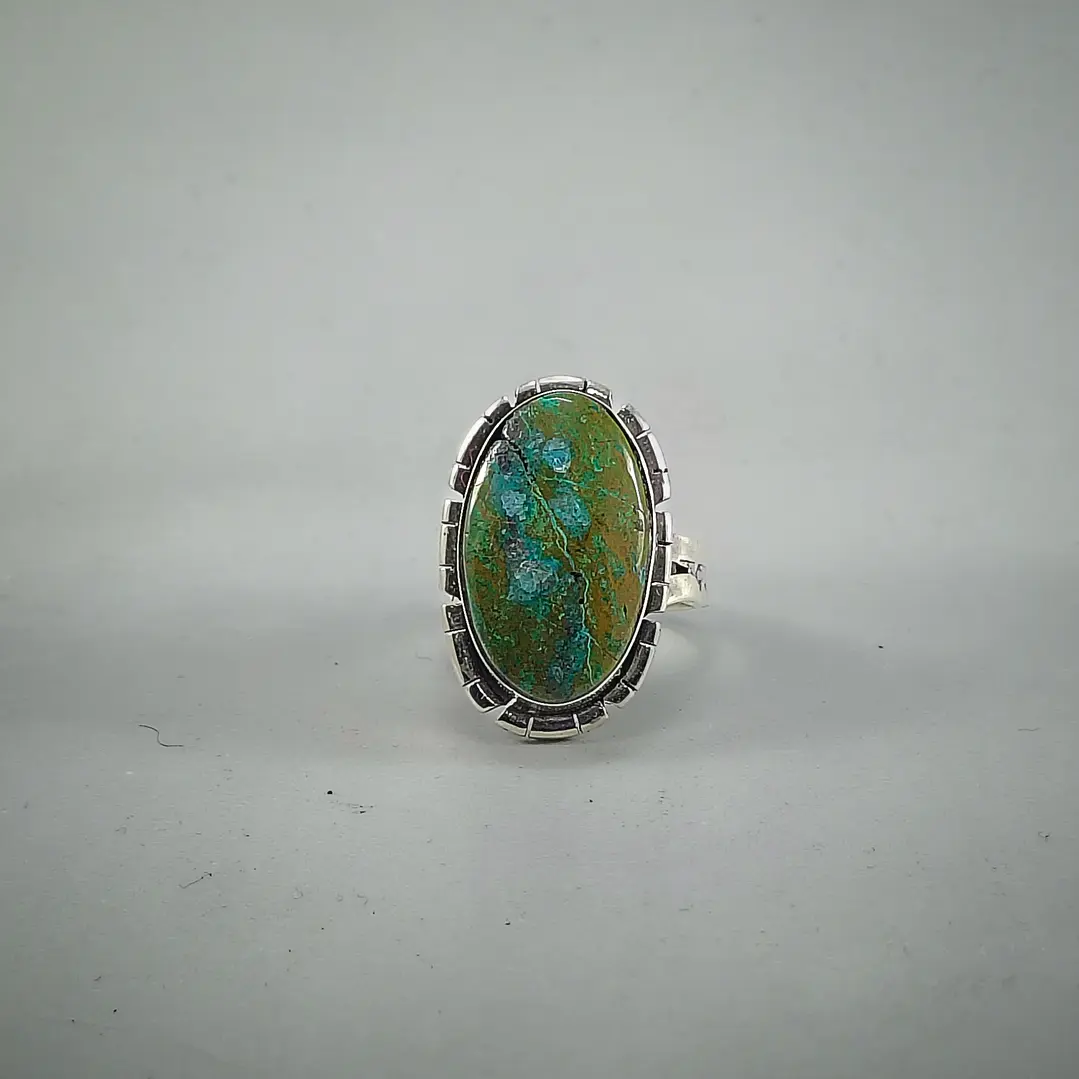 Anillo de Turquesa Natural en Plata 950 Ajustable | Inspiración Navajo | Hecho a Mano en Valparaíso 2