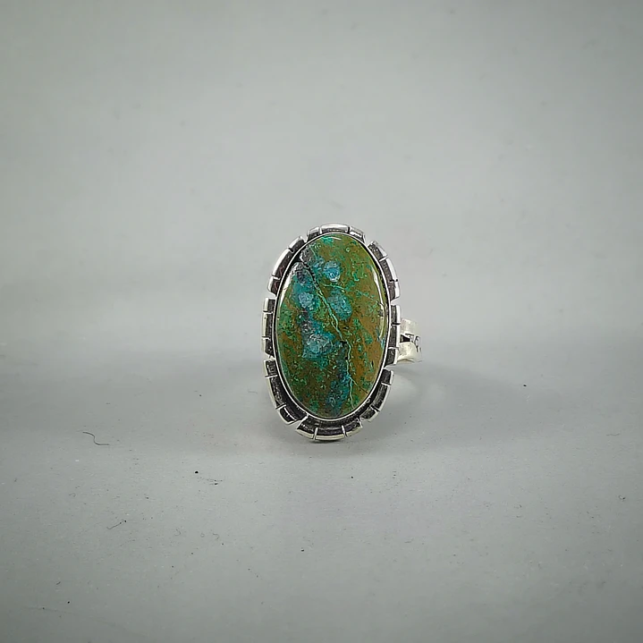 Anillo de Turquesa Natural en Plata 950 Ajustable | Inspiración Navajo | Hecho a Mano en Valparaíso 2