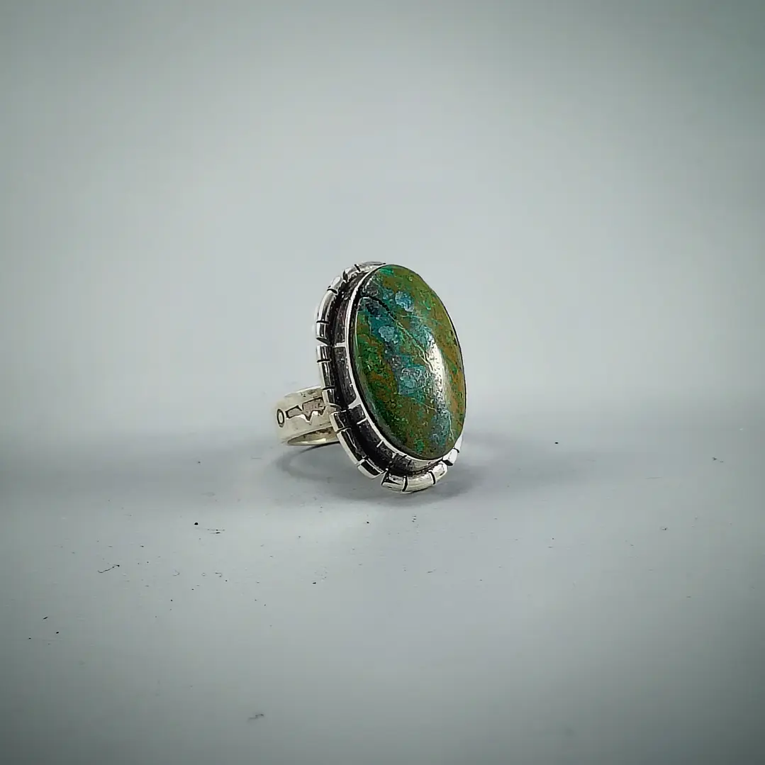 Anillo de Turquesa Natural en Plata 950 Ajustable | Inspiración Navajo | Hecho a Mano en Valparaíso 1