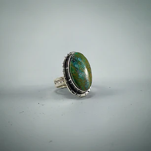 Anillo de Turquesa Natural en Plata 950 Ajustable | Inspiración Navajo | Hecho a Mano en Valparaíso