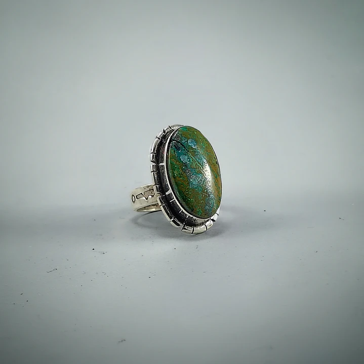 Anillo de Turquesa Natural en Plata 950 Ajustable | Inspiración Navajo | Hecho a Mano en Valparaíso 1