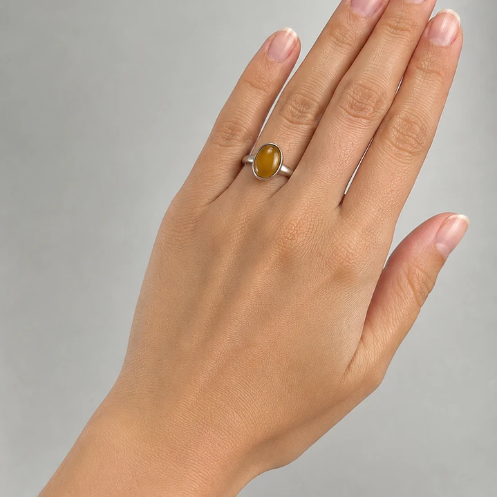 Anillo Ajustable de Plata 950 con Ónix Amarillo Natural | Hecho a Mano en Valparaíso 2