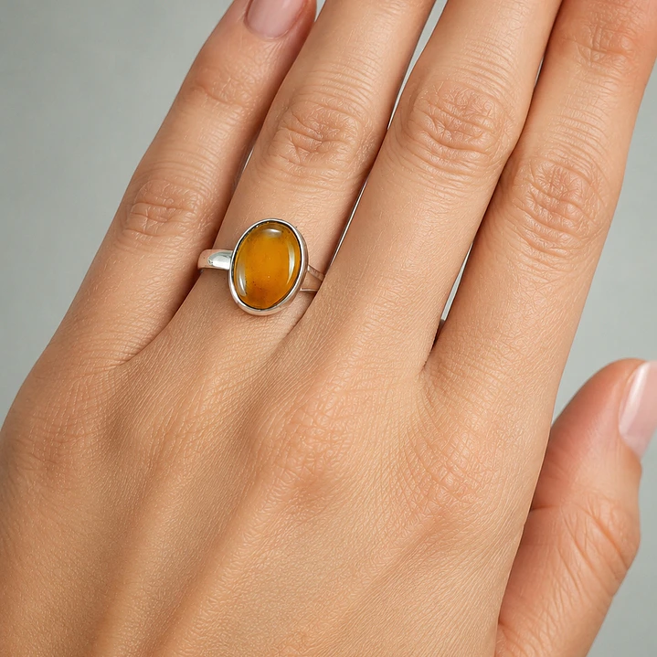 Anillo Ajustable de Plata 950 con Ónix Amarillo Natural | Hecho a Mano en Valparaíso 3