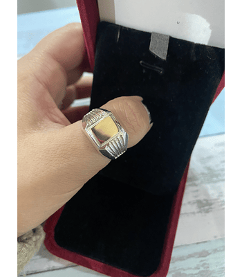Anillo plata y lamina de oro cuadrado 