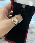 Anillo plata y lamina de oro cuadrado 