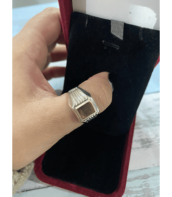 Anillo plata y lamina de oro cuadrado 